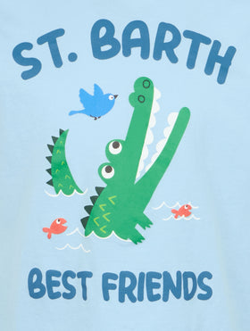 Boy cotton t-shirt with St. Barth best friends croco print - MC2 Saint Barth