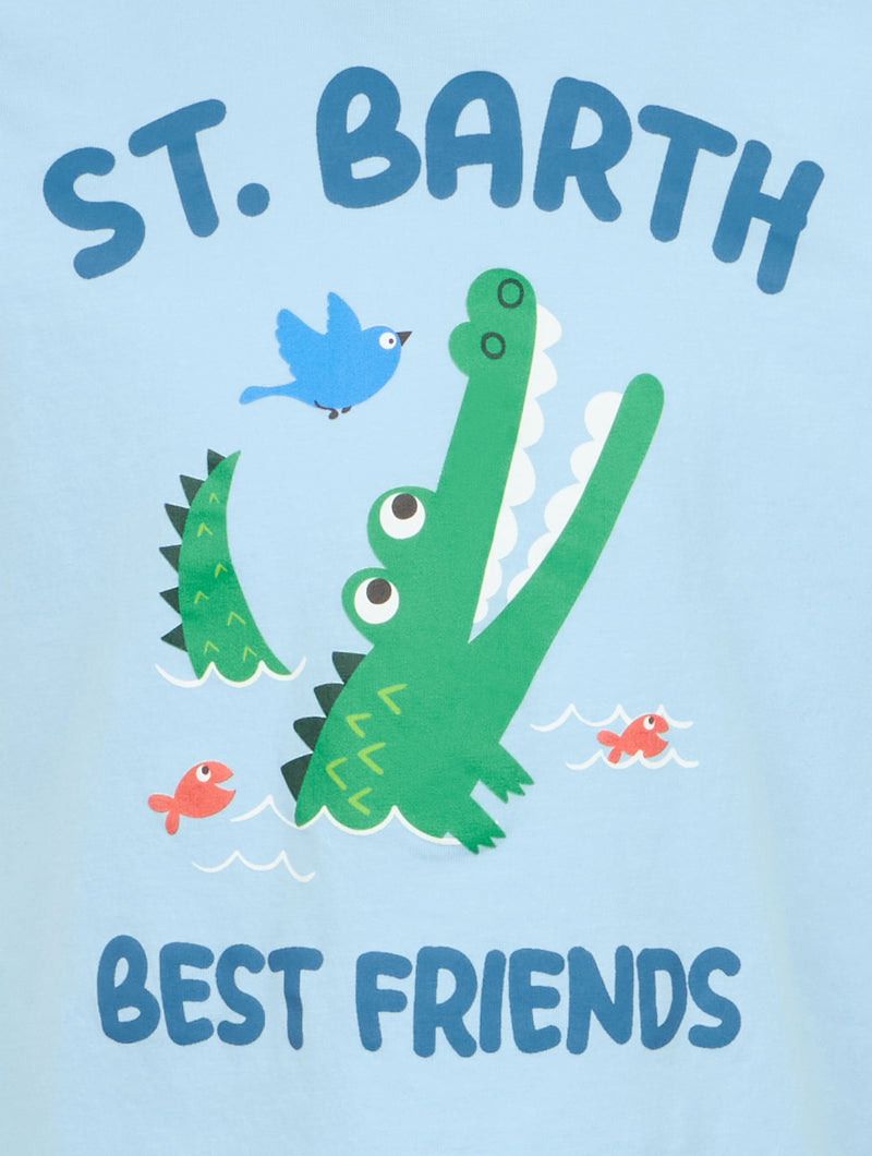 Baumwoll-T-Shirt für Jungen mit Kroko-Print „Beste Freunde“ von St. Barth