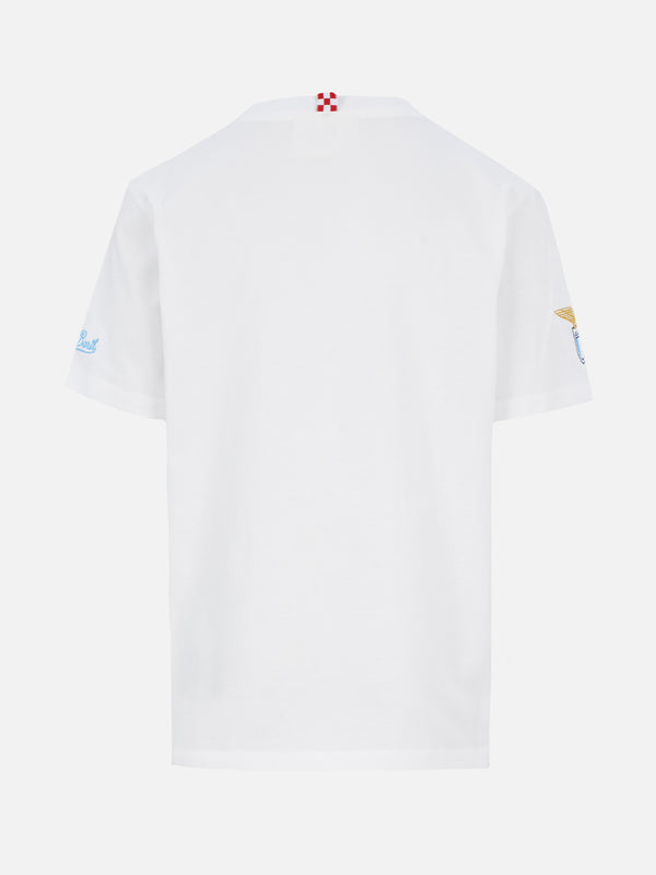 Boy cotton t-shirt with Di Padre in Figlio embroidery | SS LAZIO SPECIAL EDITION