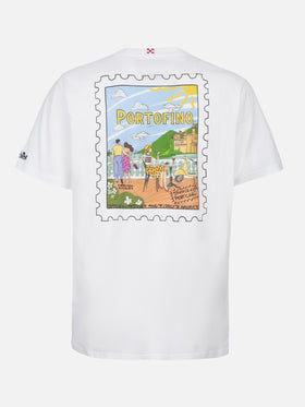 Baumwoll-T-Shirt mit Portofino-Postkartenmotiv | ALESSANDRO ENRIQUEZ SONDEREDITION