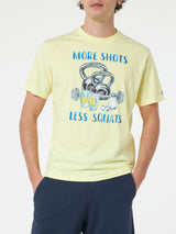 Man cotton t-shirt with More Shots Less Squats placed print