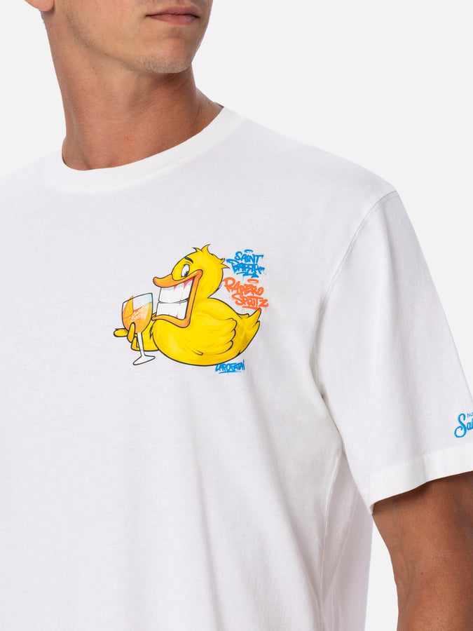 Mc2 Saint Barth T-shirt uomo in cotone con stampa piazzata fronte e retro Cryptopuppets Ducky Aperitif | EDIZIONE SPECIALE CRYPTOPUPPETS