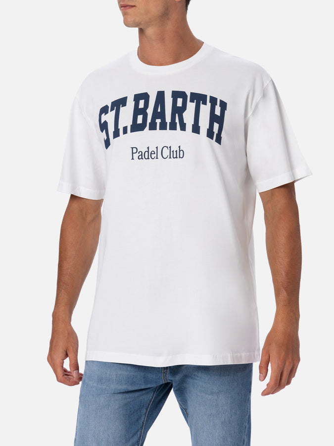 Mc2 Saint Barth T-shirt uomo in cotone con stampa piazzata St. Barth Padel Club