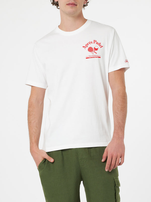 Herren-T-Shirt aus Baumwolle mit platziertem Aprés Padel-Aufdruck