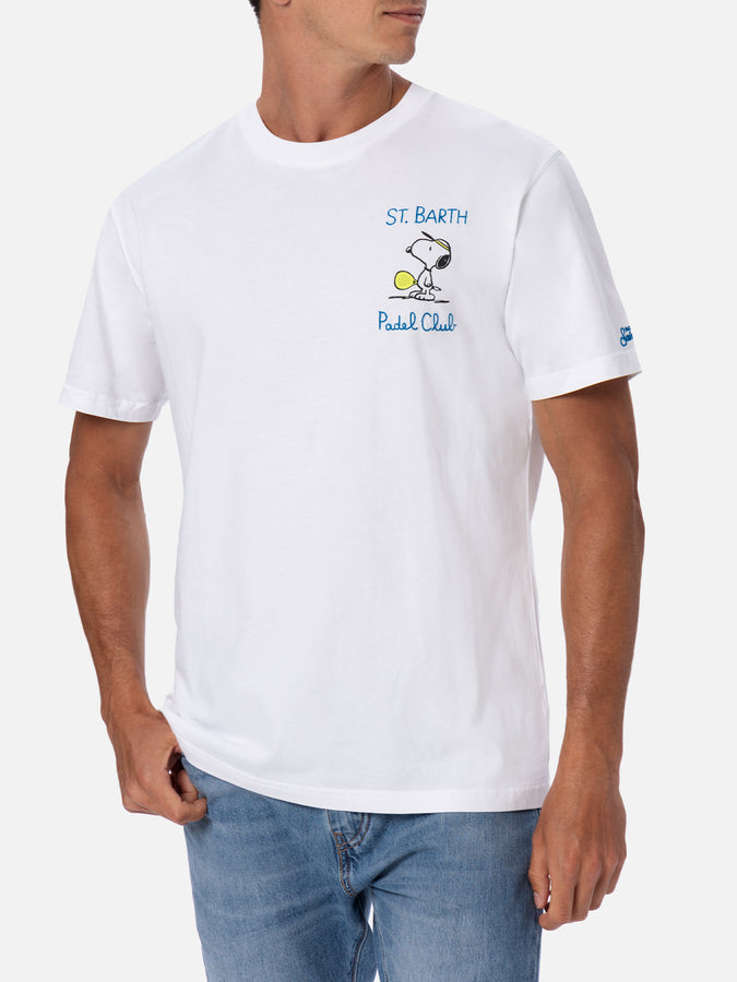 Mc2 Saint Barth T-shirt da uomo in cotone con stampa e ricamo Snoopy padel| EDIZIONE SPECIALE SNOOPY PEANUTS™