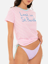 Striped t-shirt with Lost in St. Barth embroidery