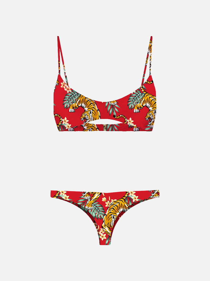 Bralette-Bikini mit Tigerprint