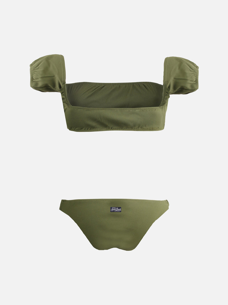 Military green bandeau bikini