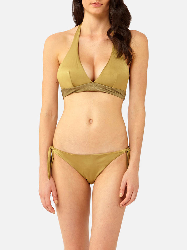 Goldfarbener Bralette-Bikini