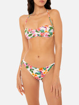 White  bikini with colorful flowers  print