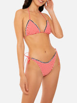 Bikini da donna a triangolo con stampa vichy