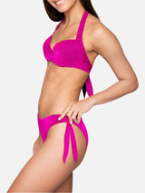 Fuchsia plissé bralette bikini