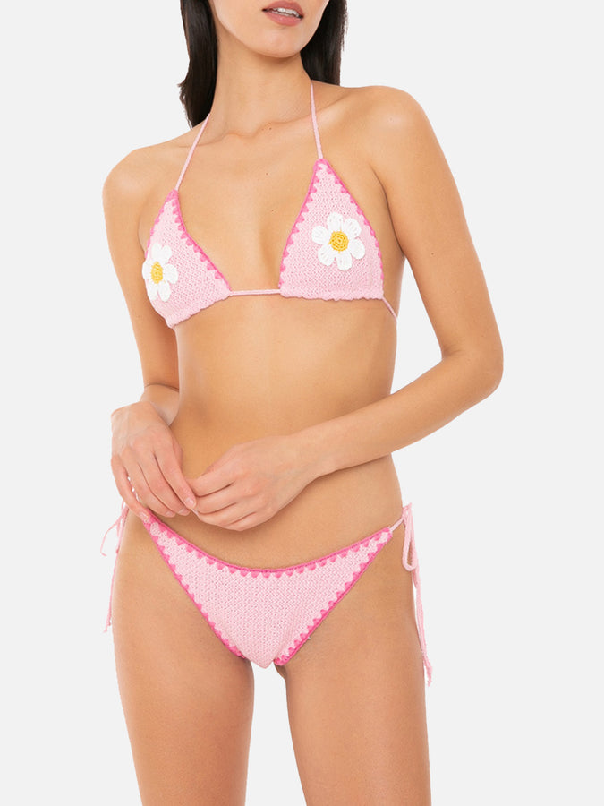 Mc2 Saint Barth Bikini da donna a triangolo all'uncinetto con patch margherita