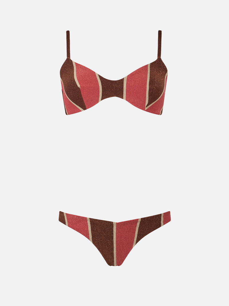 Bikini da donna a righe lurex scoop bralette May Romy