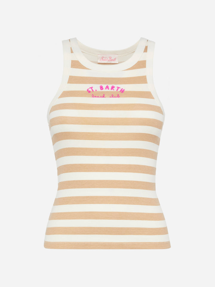 Ada striped ribbed cotton tank top - MC2 Saint Barth