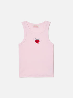 Canottiera Ada a costine rosa con stampa Snoopy e ricamo St. Barth Lover | Special edition