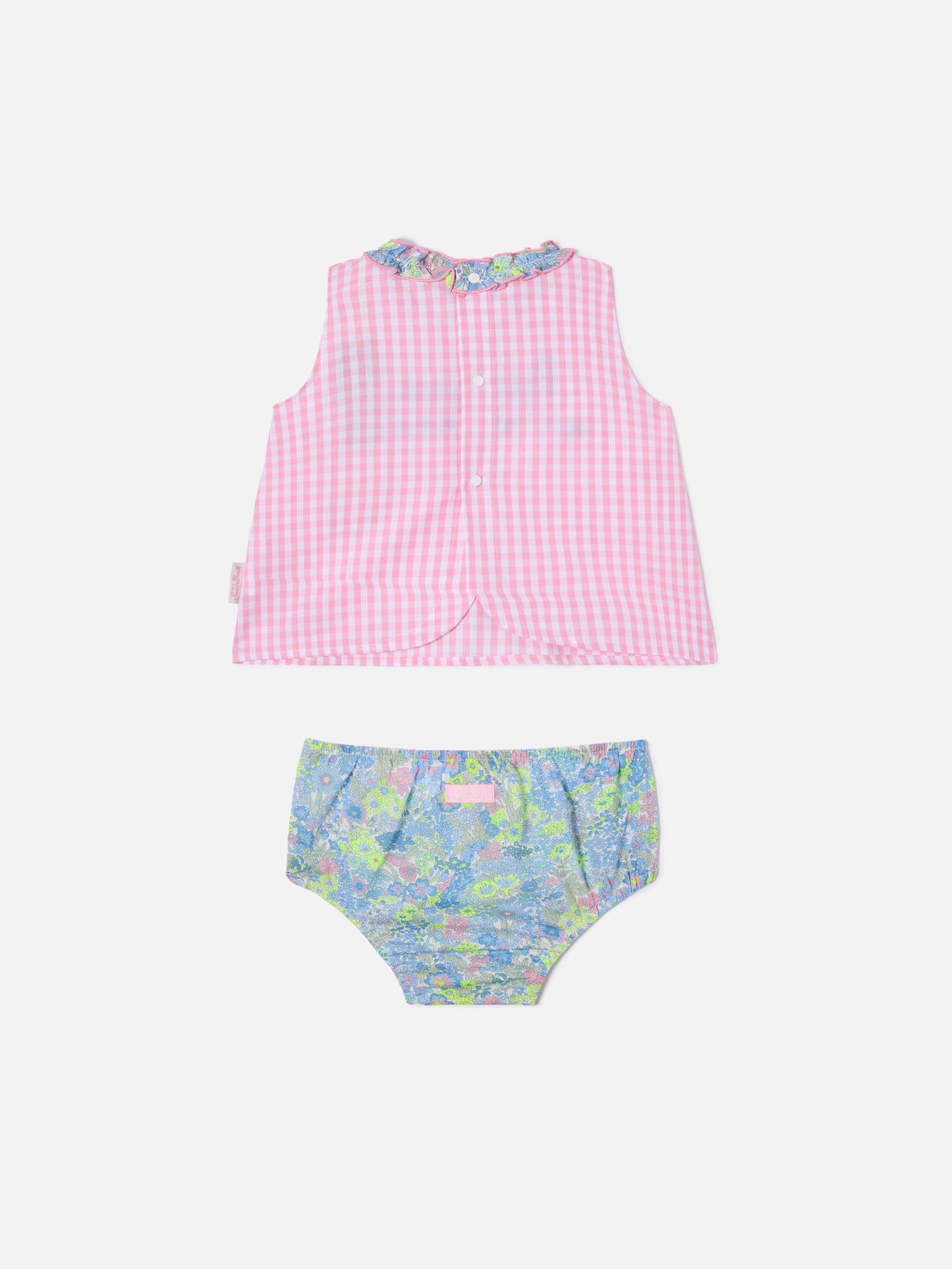 Set Abbie scamiciato e copri pannolino con ricamo Principesse en vacances | Made with Liberty Fabric
