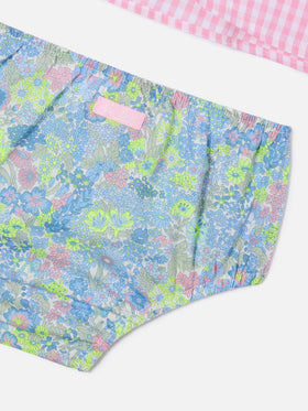 Set Abbie scamiciato e copri pannolino con ricamo Principesse en vacances | Made with Liberty Fabric