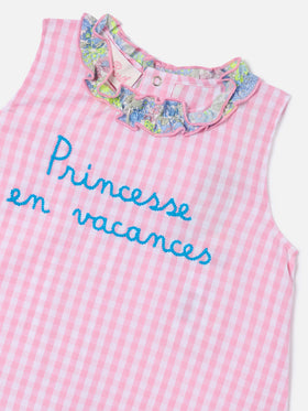 Set Abbie scamiciato e copri pannolino con ricamo Principesse en vacances | Made with Liberty Fabric