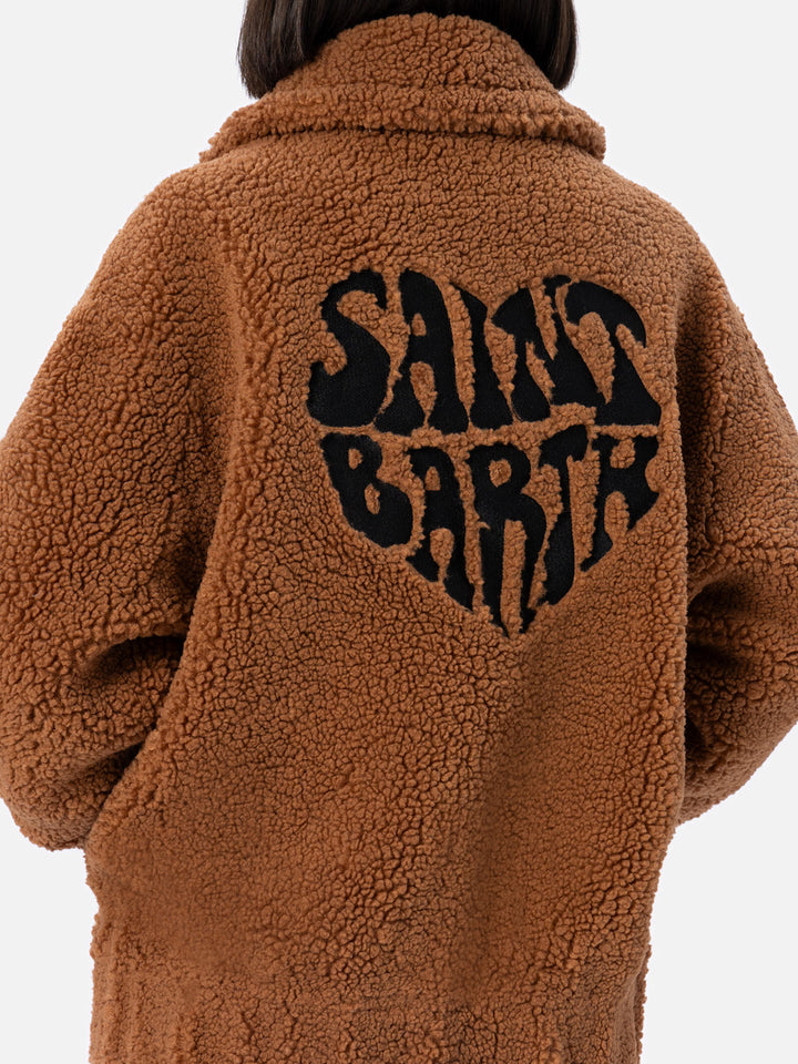 Woman shearly effect bomber Abel with collar and Saint Barth hearted print - MC2 Saint Barth