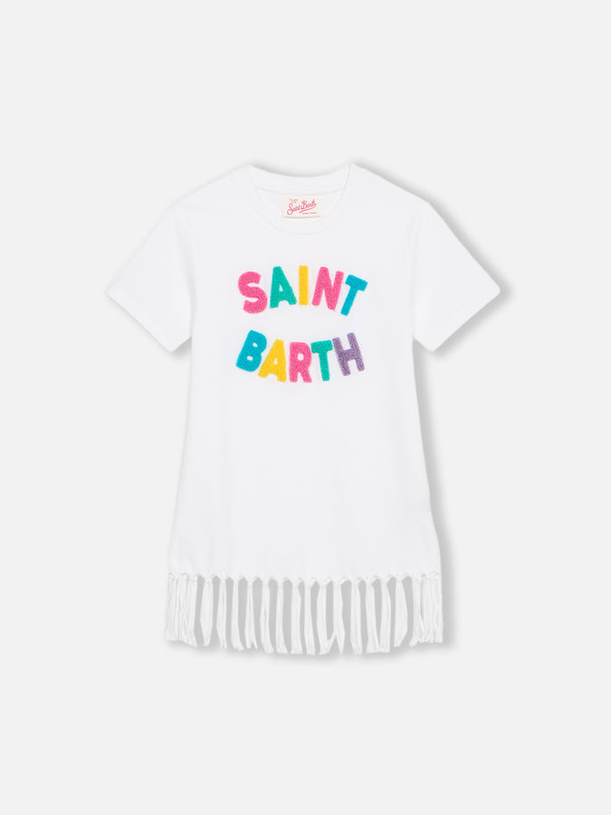 Mc2 Saint Barth Abito Abbey per bambina con frange e patch in spugna