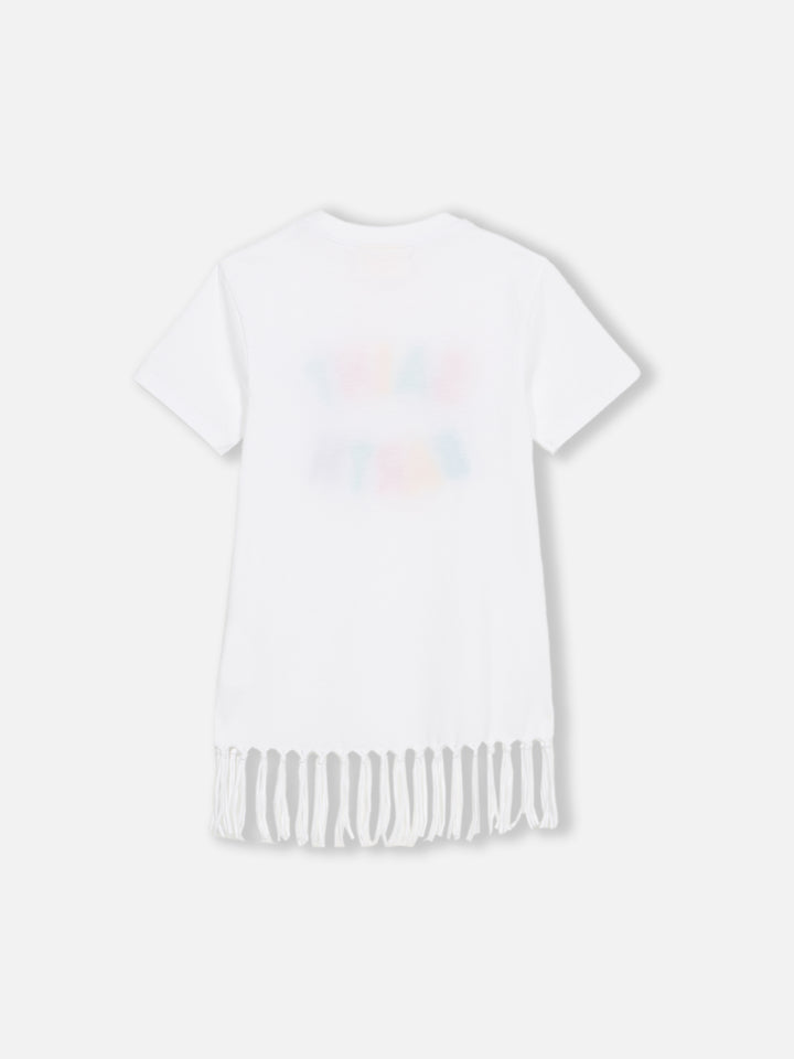 Girl Abbey dress with fringes and terry patch - MC2 Saint Barth
