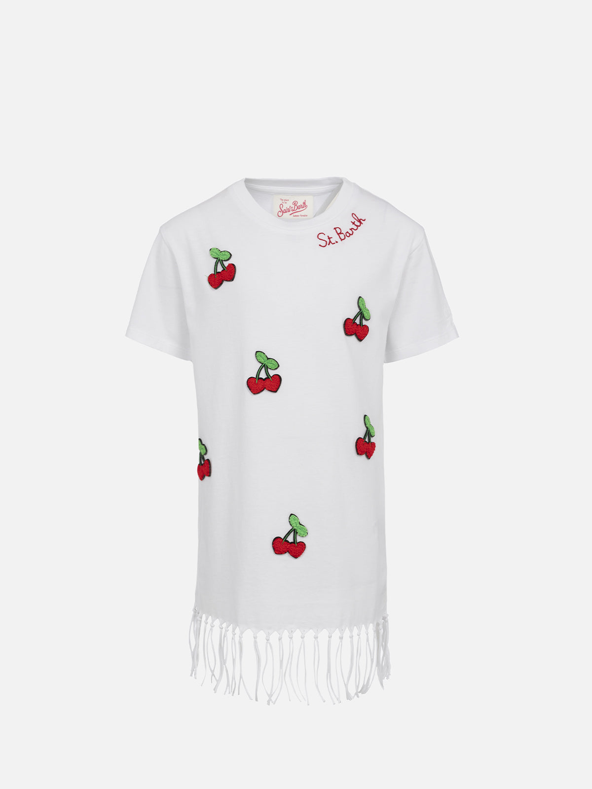 Girl Abbey dress with fringes and cherry patch - MC2 Saint Barth