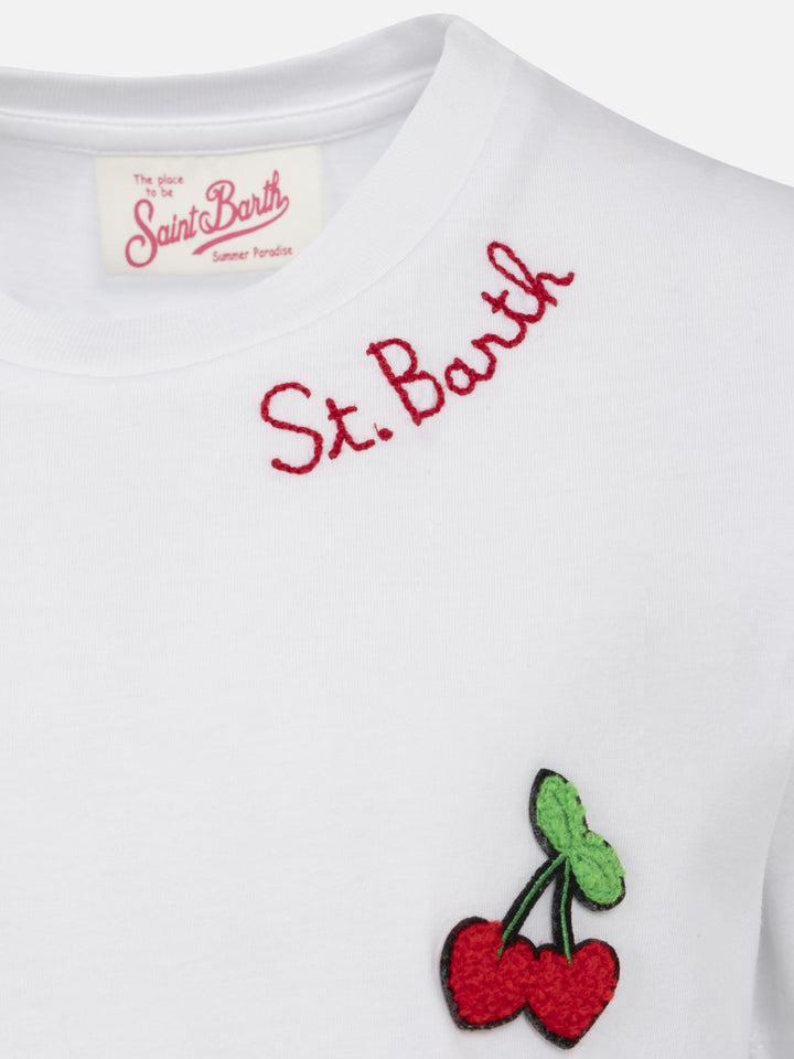 Girl Abbey dress with fringes and cherry patch - MC2 Saint Barth