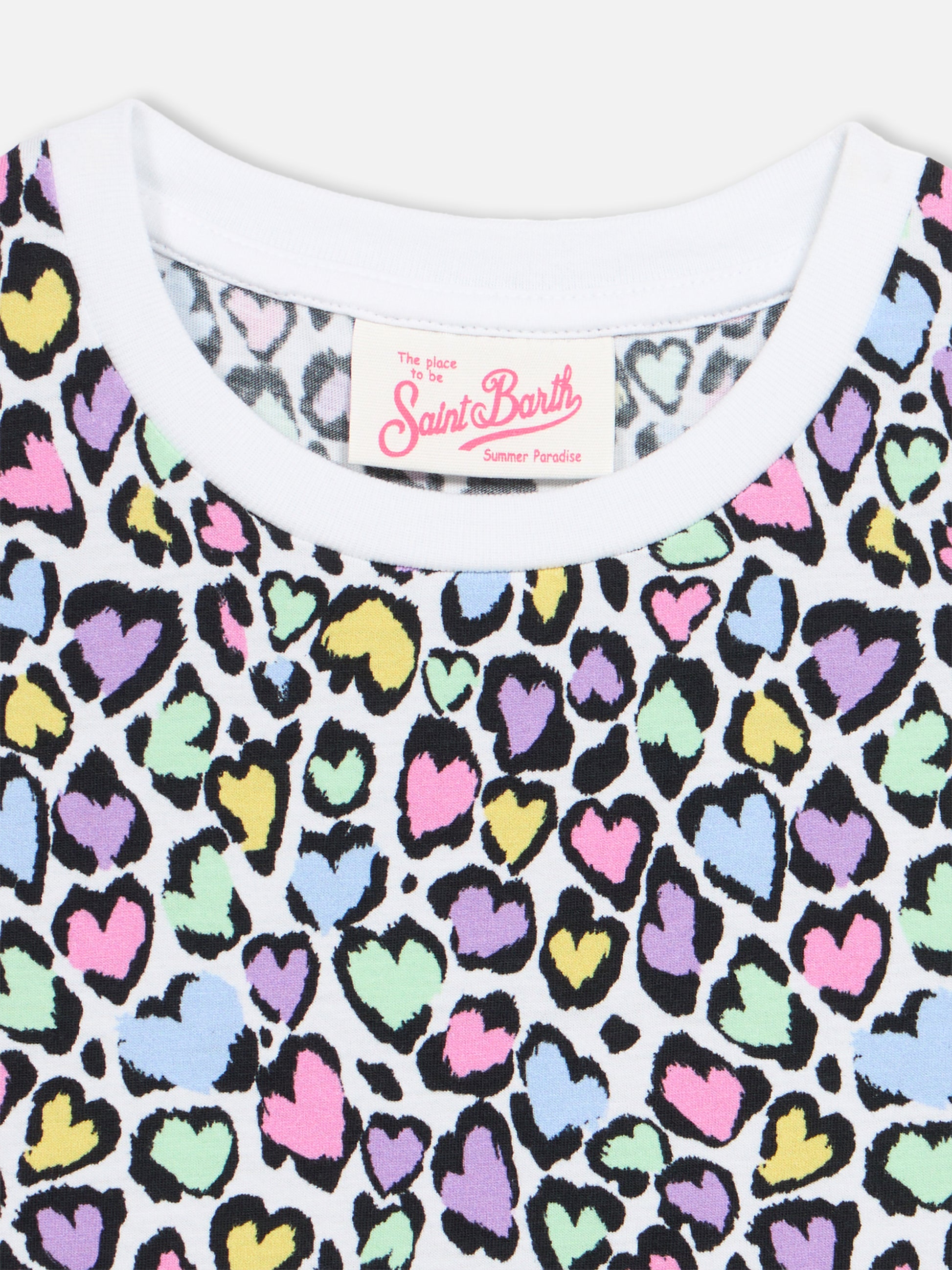 Girl Abbey dress with fringes and animalier print - MC2 Saint Barth