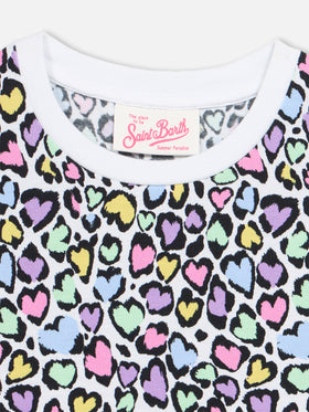 Girl Abbey dress with fringes and animalier print - MC2 Saint Barth