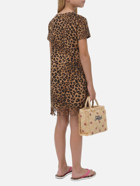 Abbey dress with fringes and animalier print