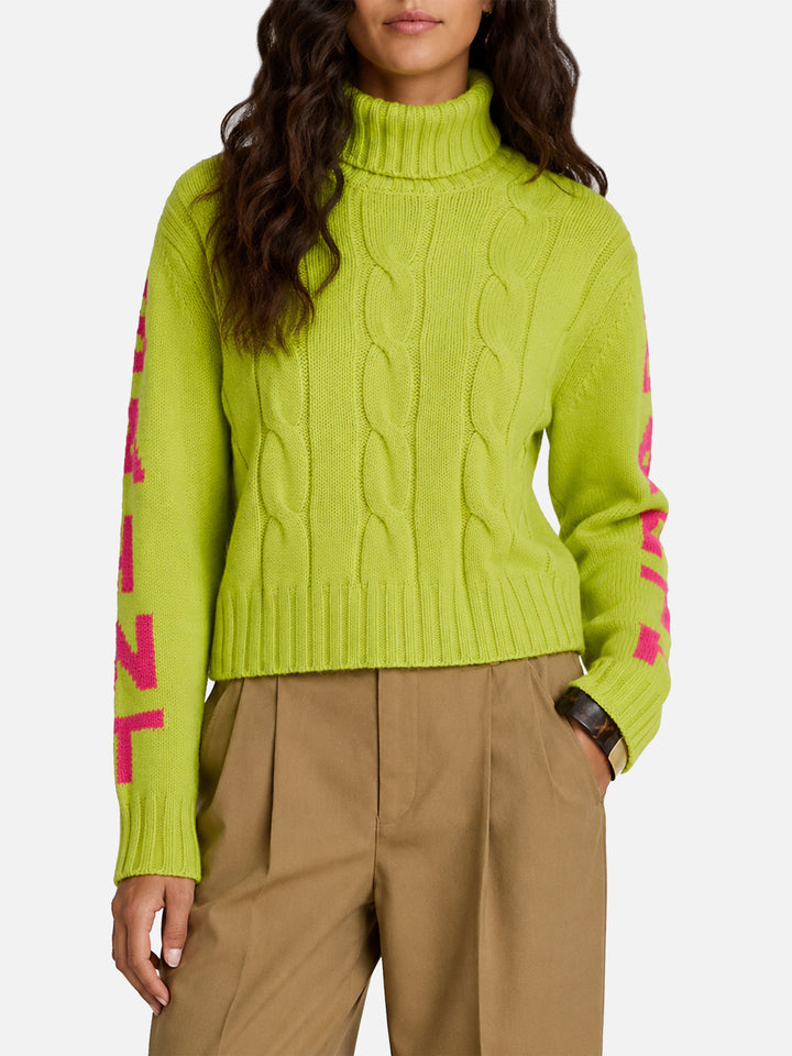 Jersey de cuello alto Adler amarillo flúor de punto trenzado 