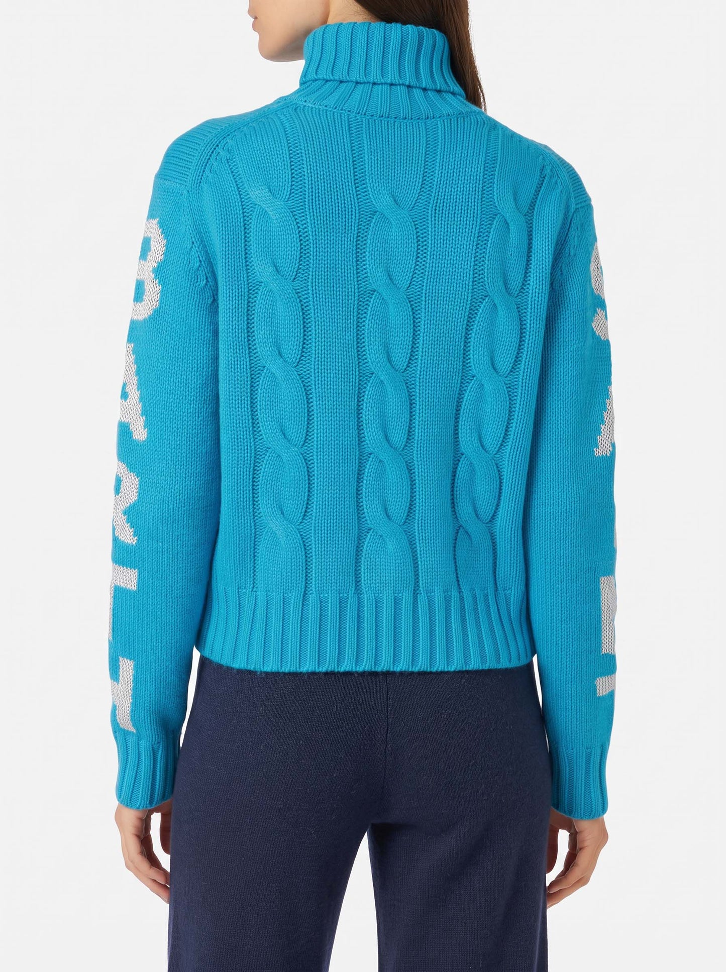 Maglione Adler dolcevita intrecciato con jacquard logo
