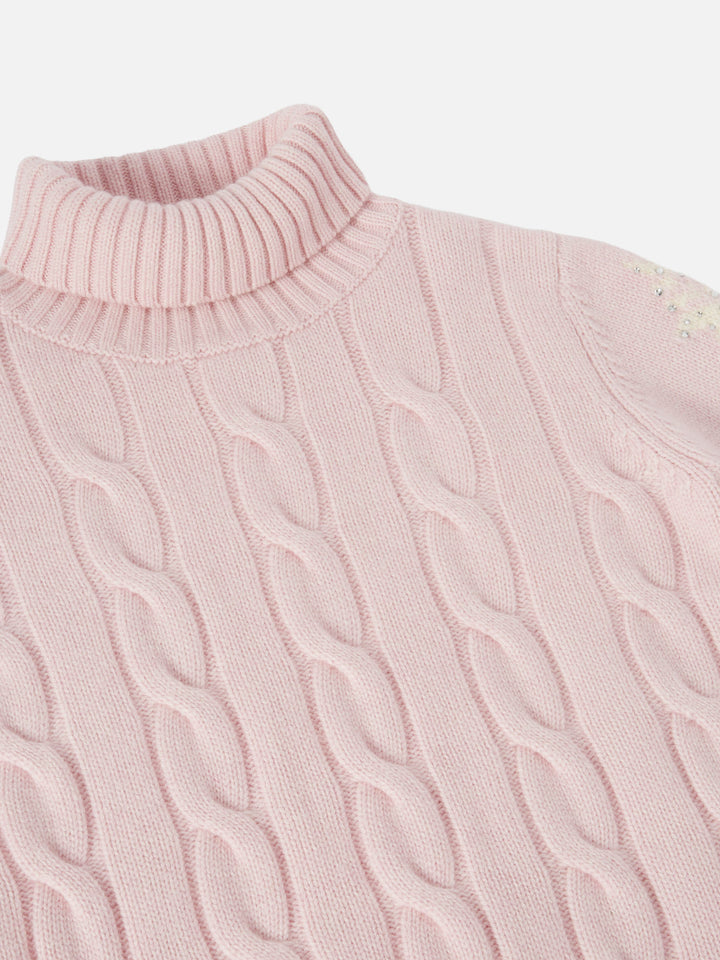 Dolcevita a trecce Adler Jr con decorazioni a fiocco di neve in strass