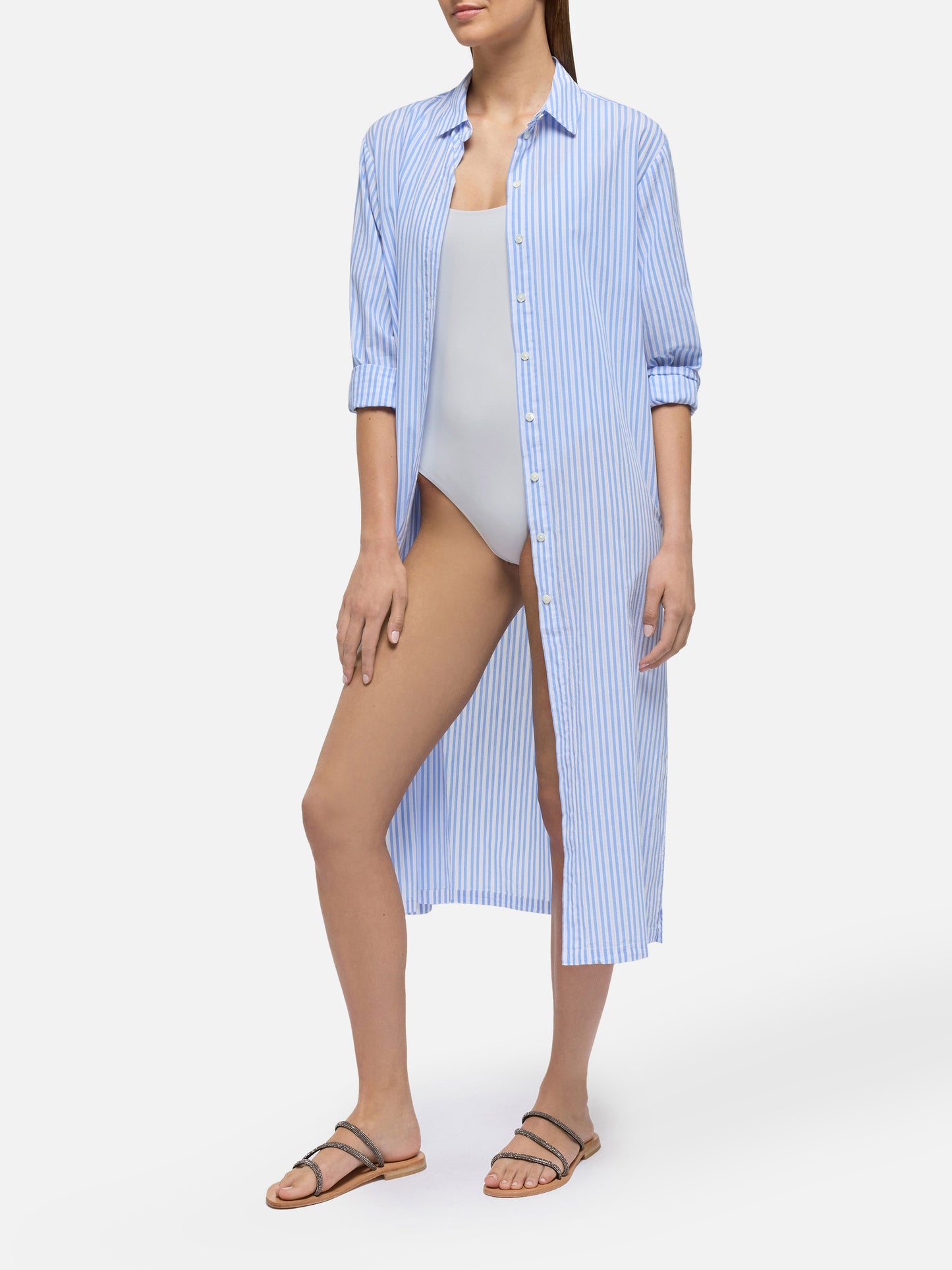 Adeline cotton maxi dress with striped print - MC2 Saint Barth