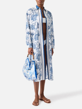 Langes Adeline-Kleid aus Baumwolle mit Toile-de-Jouy-Print 