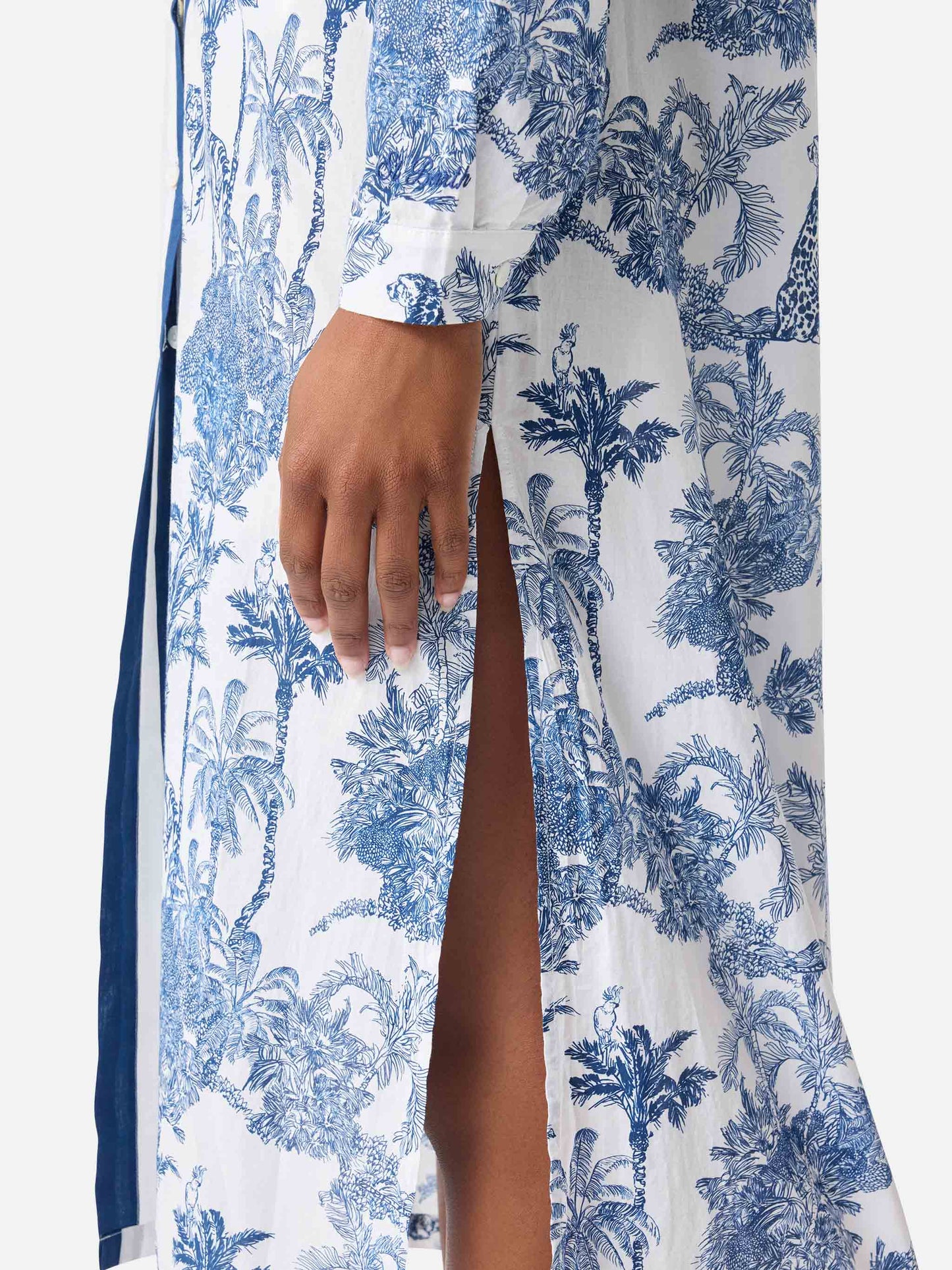 Langes Adeline-Kleid aus Baumwolle mit Toile-de-Jouy-Print 