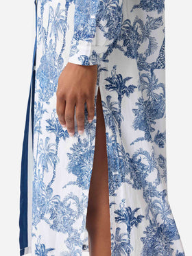 Langes Adeline-Kleid aus Baumwolle mit Toile-de-Jouy-Print 