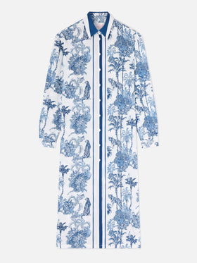 Langes Adeline-Kleid aus Baumwolle mit Toile-de-Jouy-Print 