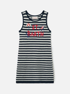 Abito Audie in puro cotone a righe con ricamo logo e dettagli mare