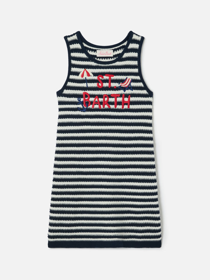 Abito Audie in puro cotone a righe con ricamo logo e dettagli mare