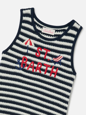 Abito Audie in puro cotone a righe con ricamo logo e dettagli mare