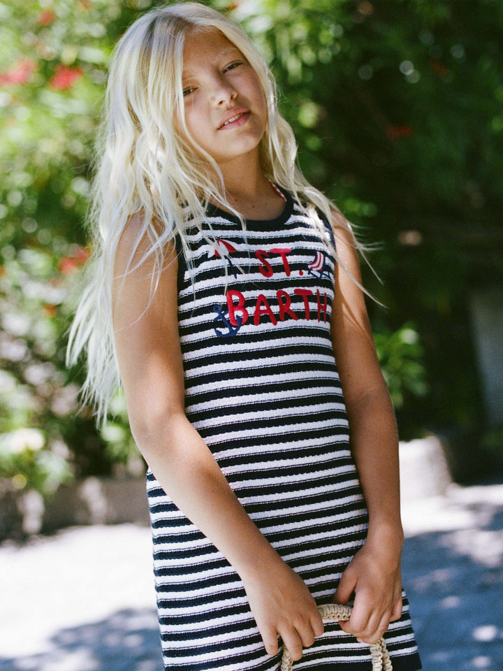 Robe rayée Audie en pur coton avec broderie logo et détails marins 