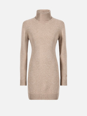 Brea dress in khaki soft-touch wool