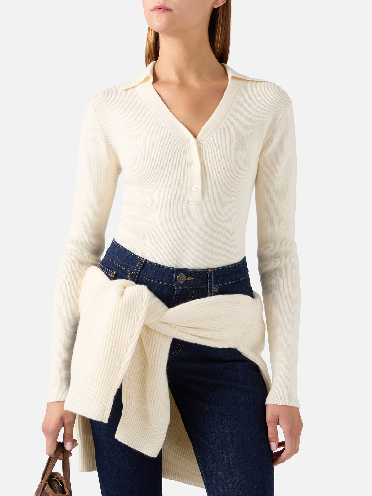 Off white Aelis Wollstrick-Body mit Polokragen 