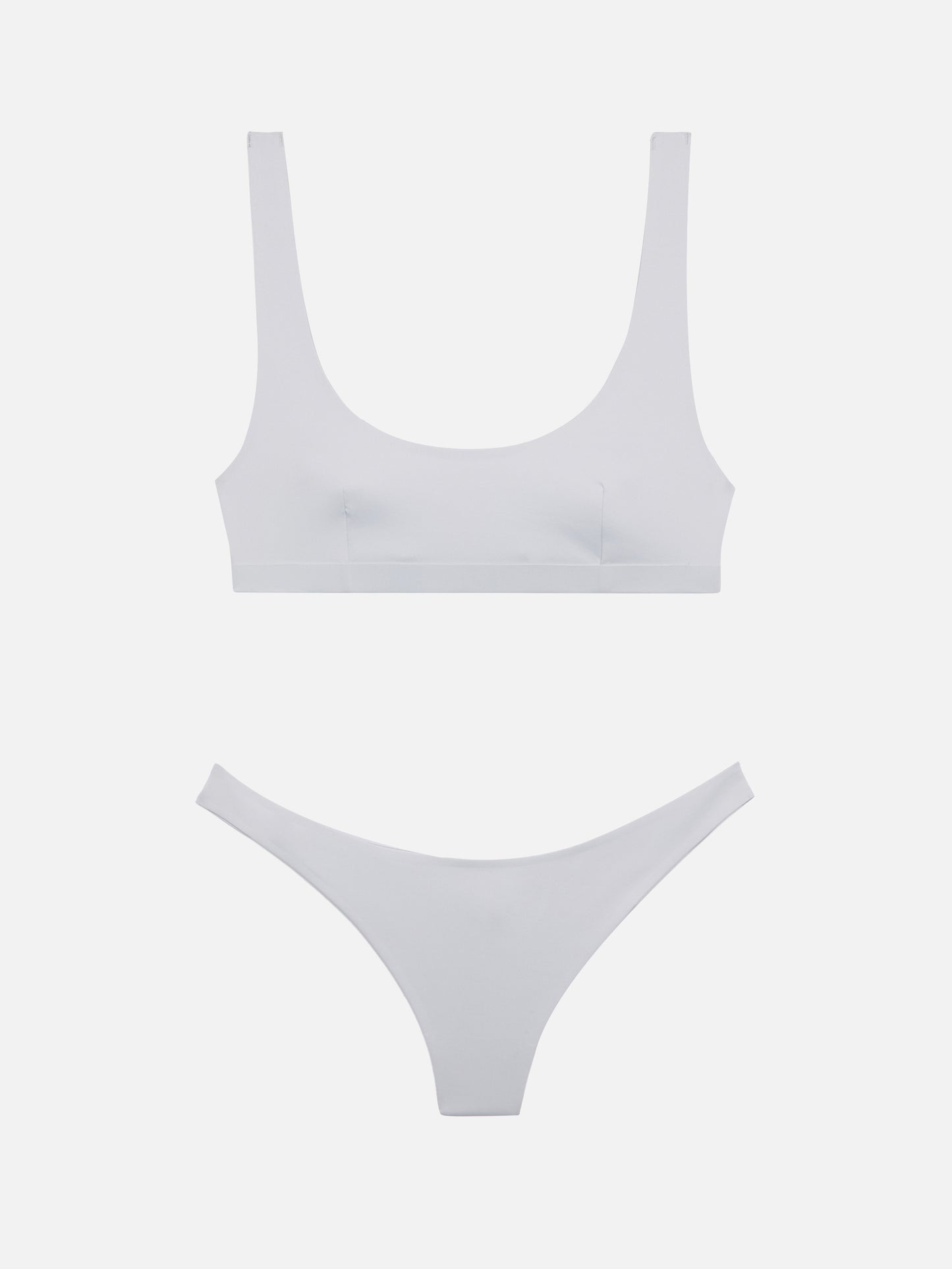 Afrodite heatsealed silver cheeky swim briefs - Minerva silver heatsealed classic bralette - MC2 Saint Barth