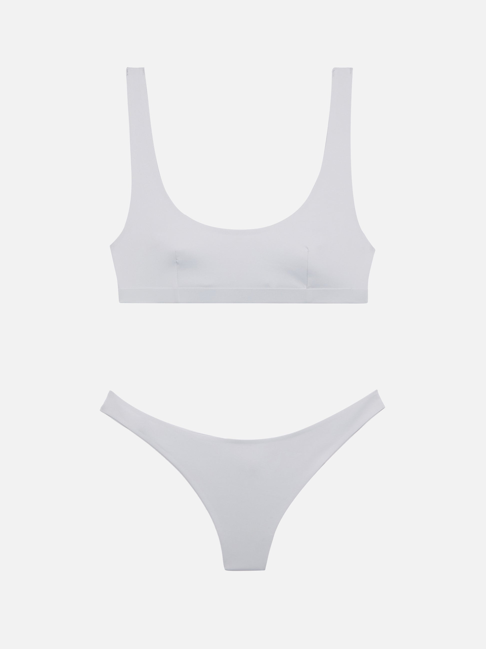 Afrodite heatsealed silver cheeky swim briefs - Minerva silver heatsealed classic bralette - MC2 Saint Barth