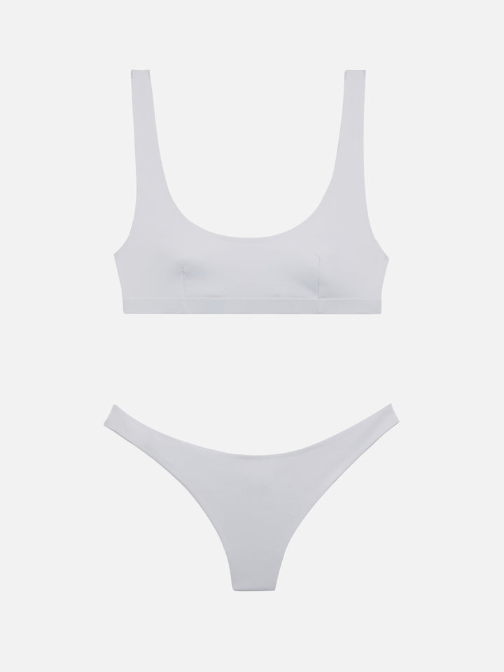 Afrodite heatsealed silver cheeky swim briefs - Minerva silver heatsealed classic bralette - MC2 Saint Barth