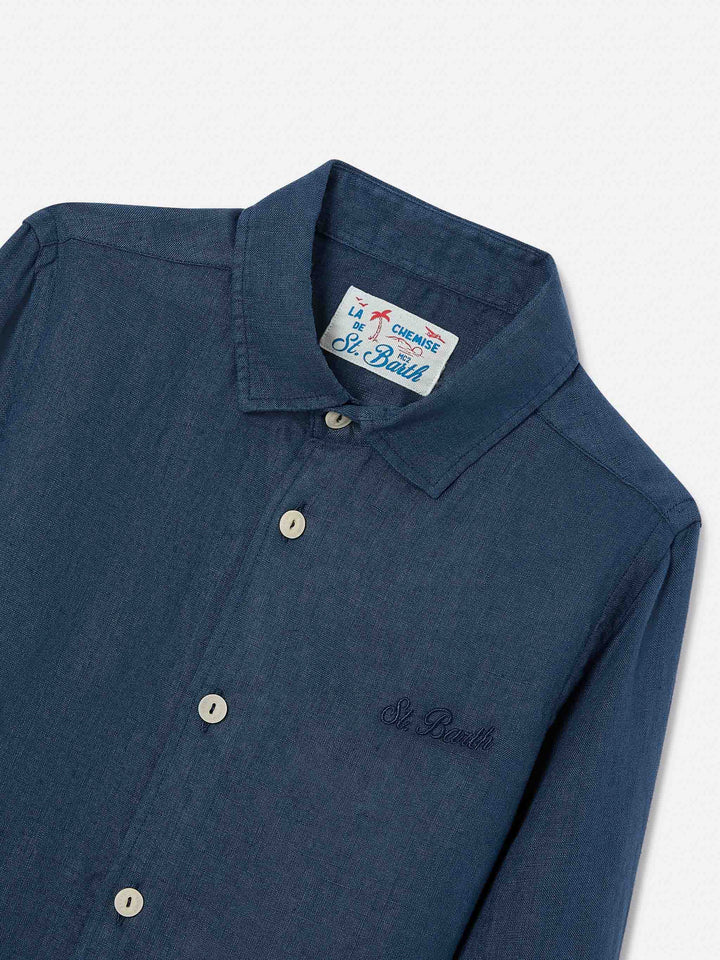 Chemise Agnes bleu marine en lin 