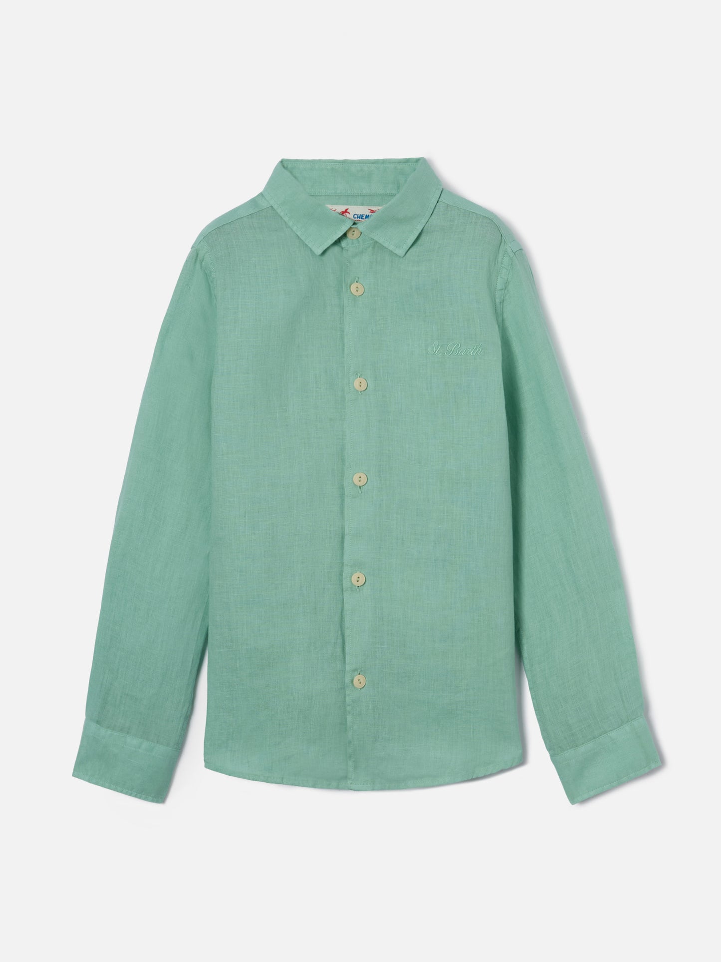 Camicia Agnes in lino verde salvia